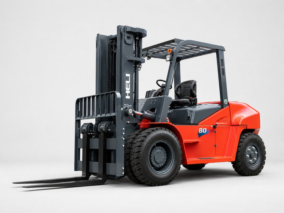 CPCD80-XC6 heavy-duty diesel forklift, full three-quarter view